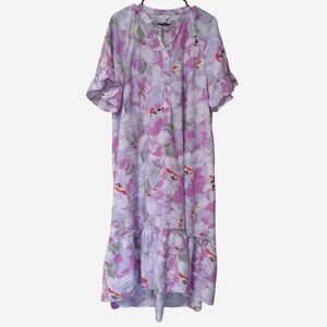 Terra & sky vintage inspired floral maxi everyday dress  size 0X 14W